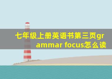 七年级上册英语书第三页grammar focus怎么读